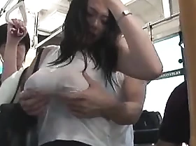 Busty unsubtle soaked with spill groped in bus