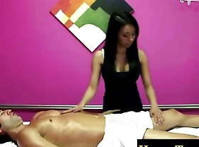 Big titted oriental masseuse paid to engulf